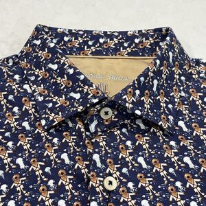 Visconti Black XL NEW Deep Sea Short Sleeve Button Up Shirt Blue Diver Jellyfish